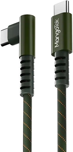 Кабель MangoTek MCC10E USB-C 240 Вт угловой, 1,5 м — Green