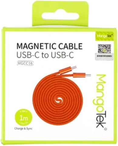 Кабель MangoTek MGCC16 USB-C – USB-C 240 Вт, плоский магнитный — Orange
