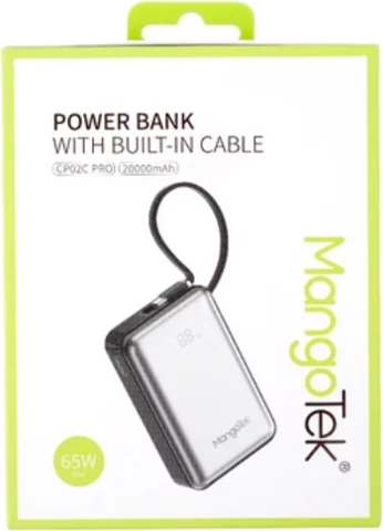 Повербанк MangoTek CP02C PRO 20000 мАч со встроенным кабелем — Black