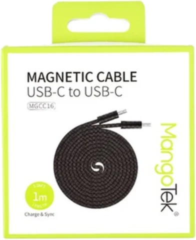 Кабель MangoTek MGCC16 USB-C – USB-C 240 Вт, плоский магнитный — Black