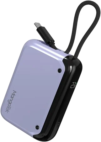 Повербанк MangoTek CP01C 10000 мАч со встроенным кабелем — Purple