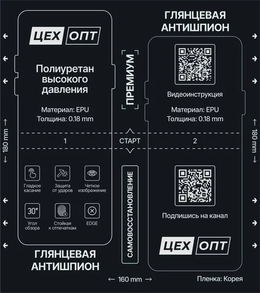 Гидрогелевая плёнка с нарезкой под ваше устройство — gray
