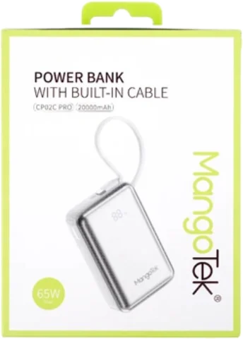 Повербанк MangoTek CP02C PRO 20000 мАч со встроенным кабелем — White
