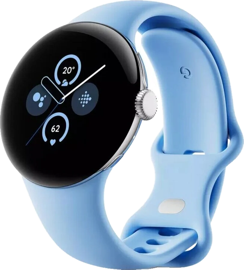 Google Pixel Watch 2 LTE — Polished Silver Bay Active Band