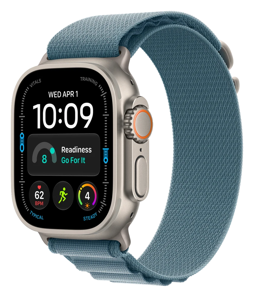 Apple Watch Ultra 3 · Alpine Loop — Natural · Light Blue