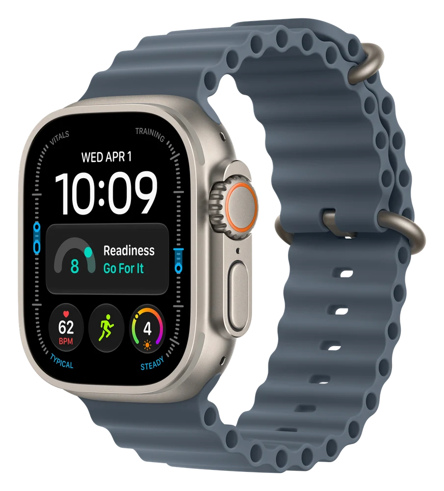 Apple Watch Ultra 3 · Ocean Band — Natural · Anchor Blue