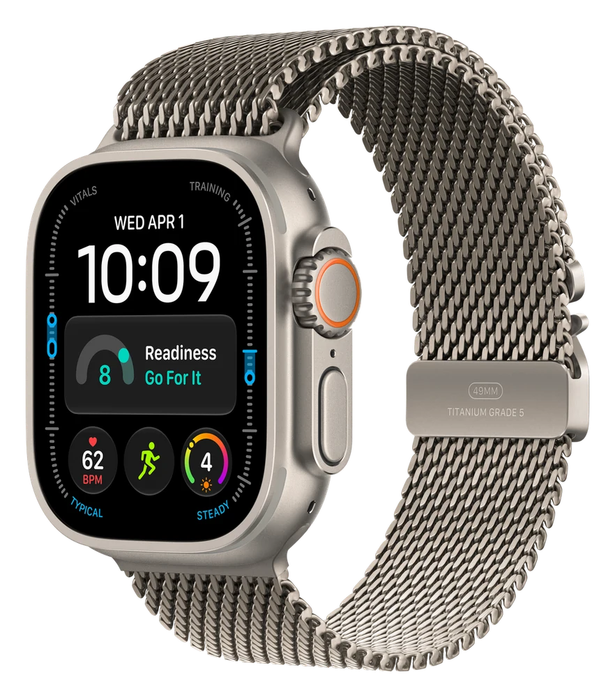 Apple Watch Ultra 3 · Milanese Loop — Natural · Natural Titanium