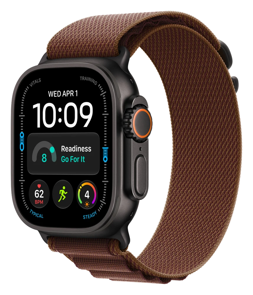 Apple Watch Ultra 4 · Alpine Loop — Black · Burgundy
