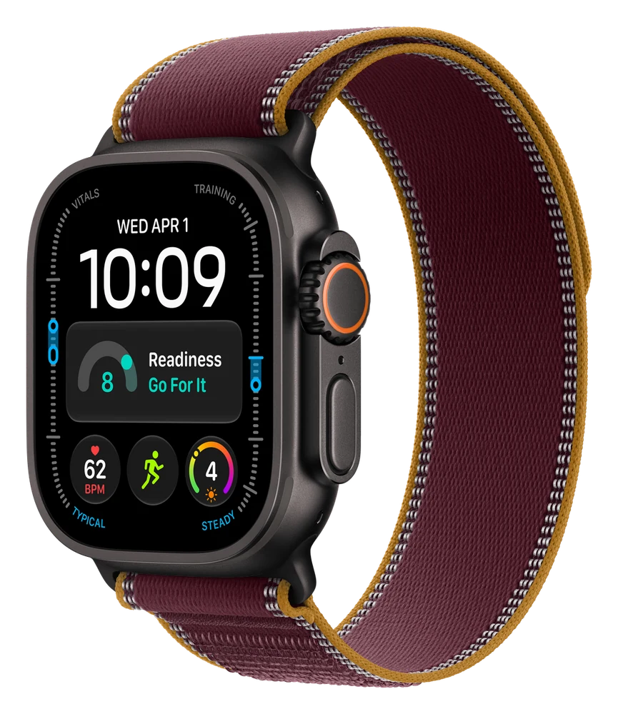 Apple Watch Ultra 4 · Trail Loop — Black · Burgundy